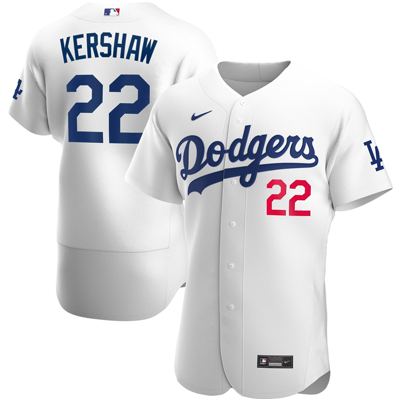 2020 MLB Men Los Angeles Dodgers Clayton Kershaw Nike White Home 2020 Authentic Player Jersey 1